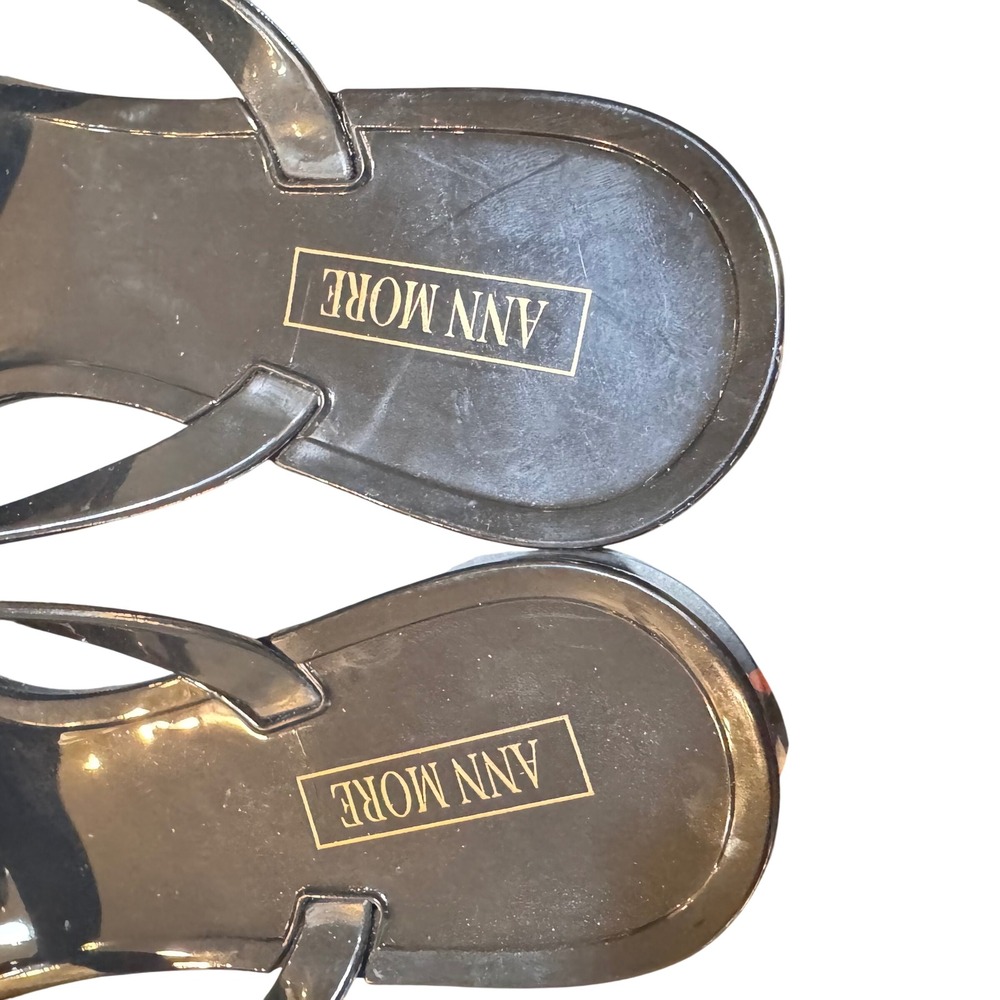 Ann More Studded Bow Thong Sandals Black Jelly Slides‎ Flats 8.5 women's EUC - Picture 5 of 11